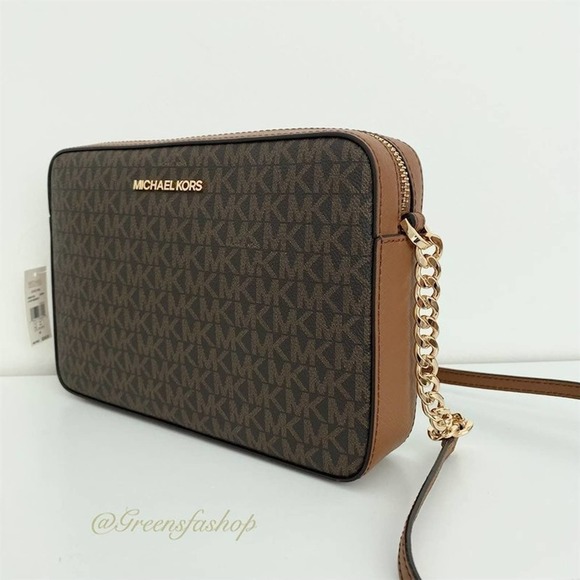 Michael Kors purse Jet Set Travel Item Crossbody bag brownn signature - Picture 5 of 8